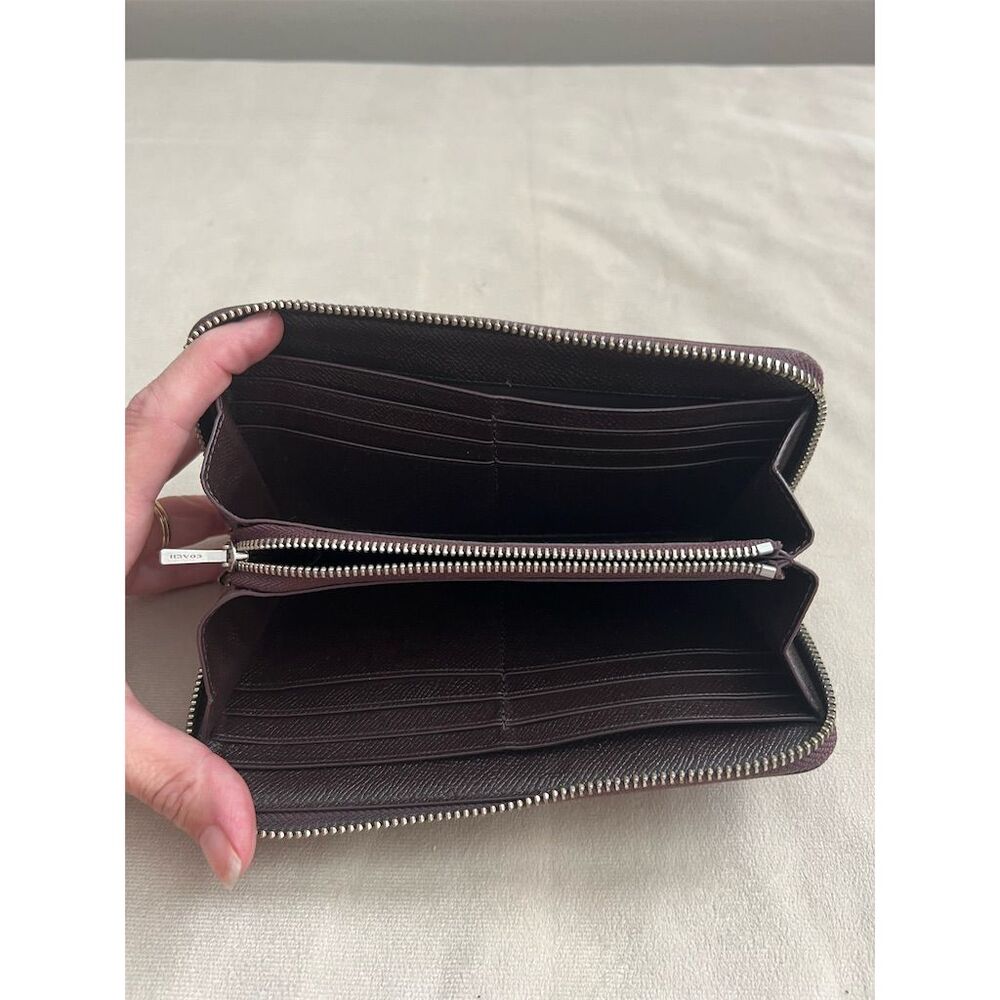 Coach Women's Purple Zip-Around Wallet Pebble Leather - Picture 5 of 9